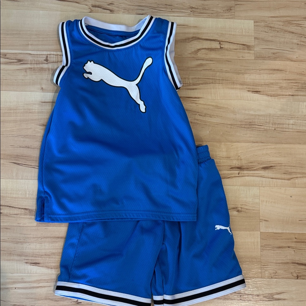 Puma Boys Royal Blue Sleeveless basketball Set